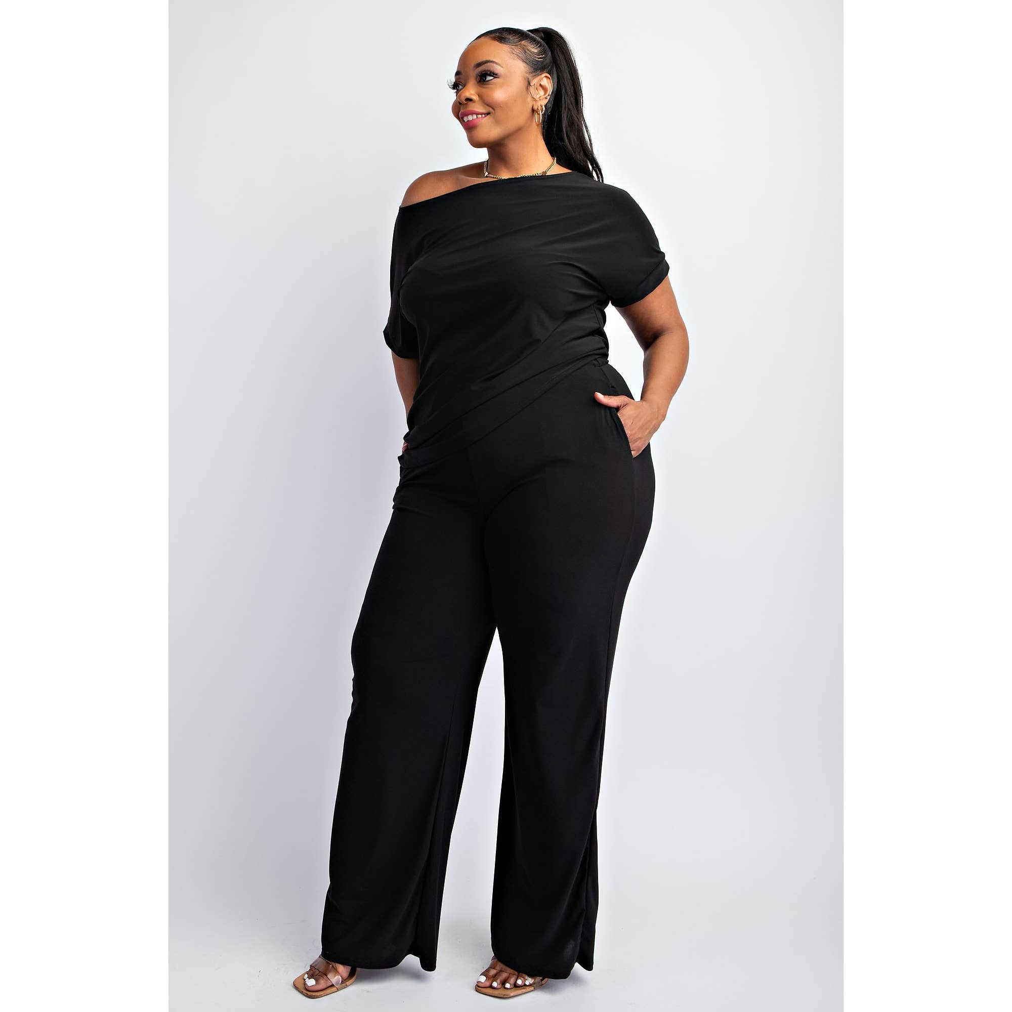 The Curve LA - Vente Combinaison – femme - ENSEMBLE HAUT À MANCHES COURTES ET PANTALONS LARGES GRANDE TAILLE21