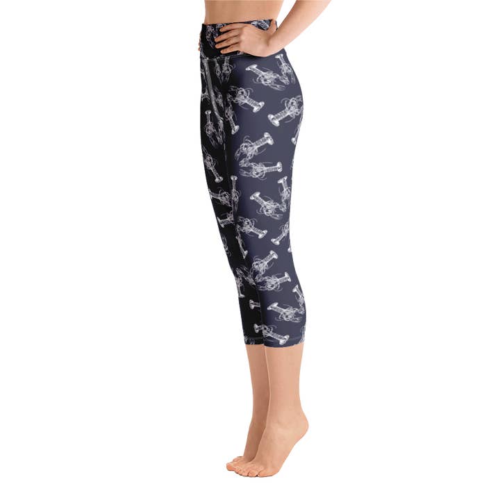 'Nauti Love Lobster' Yoga Capri Leggings for wholesale by The Happy Fun Shop