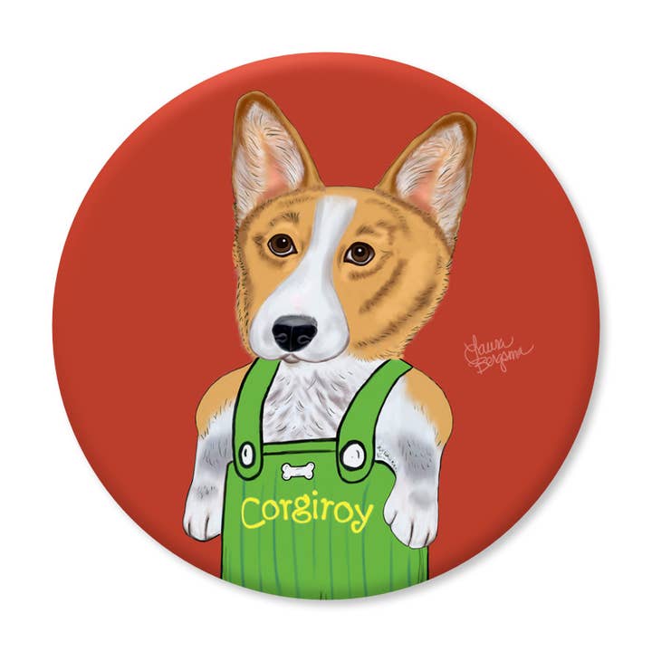 Aimant pour chien Corgi, Corgiroy pour la vente par Laura Bergsma Studio