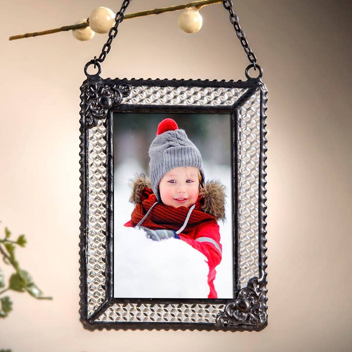 J Devlin Glass Art & Bert Anderson Collection - Wholesale Picture Frame - 2x3 Christmas Picture Frame Ornament By J Devlin - Orn 254