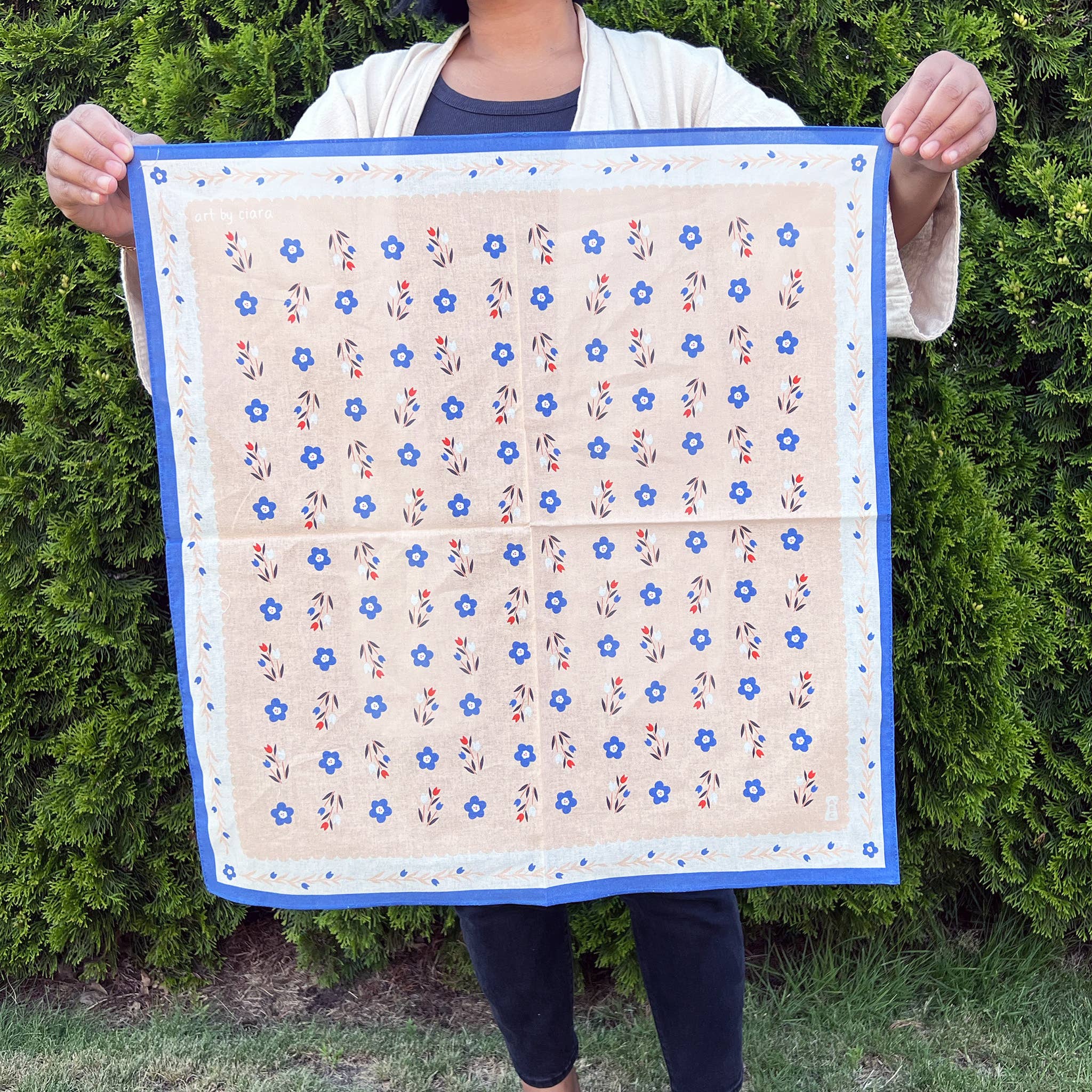 Art by Ciara – wholesale Bandana – Women's – Pink Tulips Bandana1