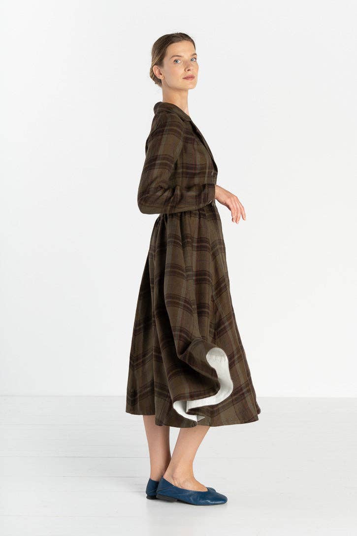 Son de Flor - Venta al por mayor Vestido - Mujer - Enola – Vestido Midi de Lino a Medida con Cuello con Muesca17