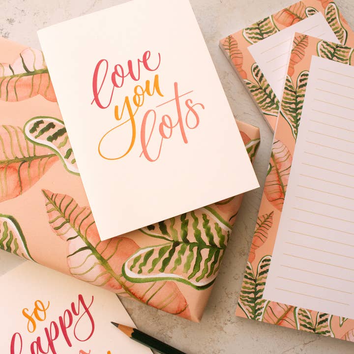 littlehoothoot - Wholesale Flat wrap - Pink Jungle Leaves Gift Wrap Sheet2