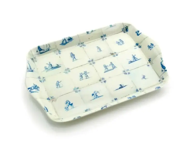 MUSEUM WEBSHOP – wholesale Serveringsfat – Serveringsbricka, Mini Storlek, Delftska Kakel, Blå & Vit0