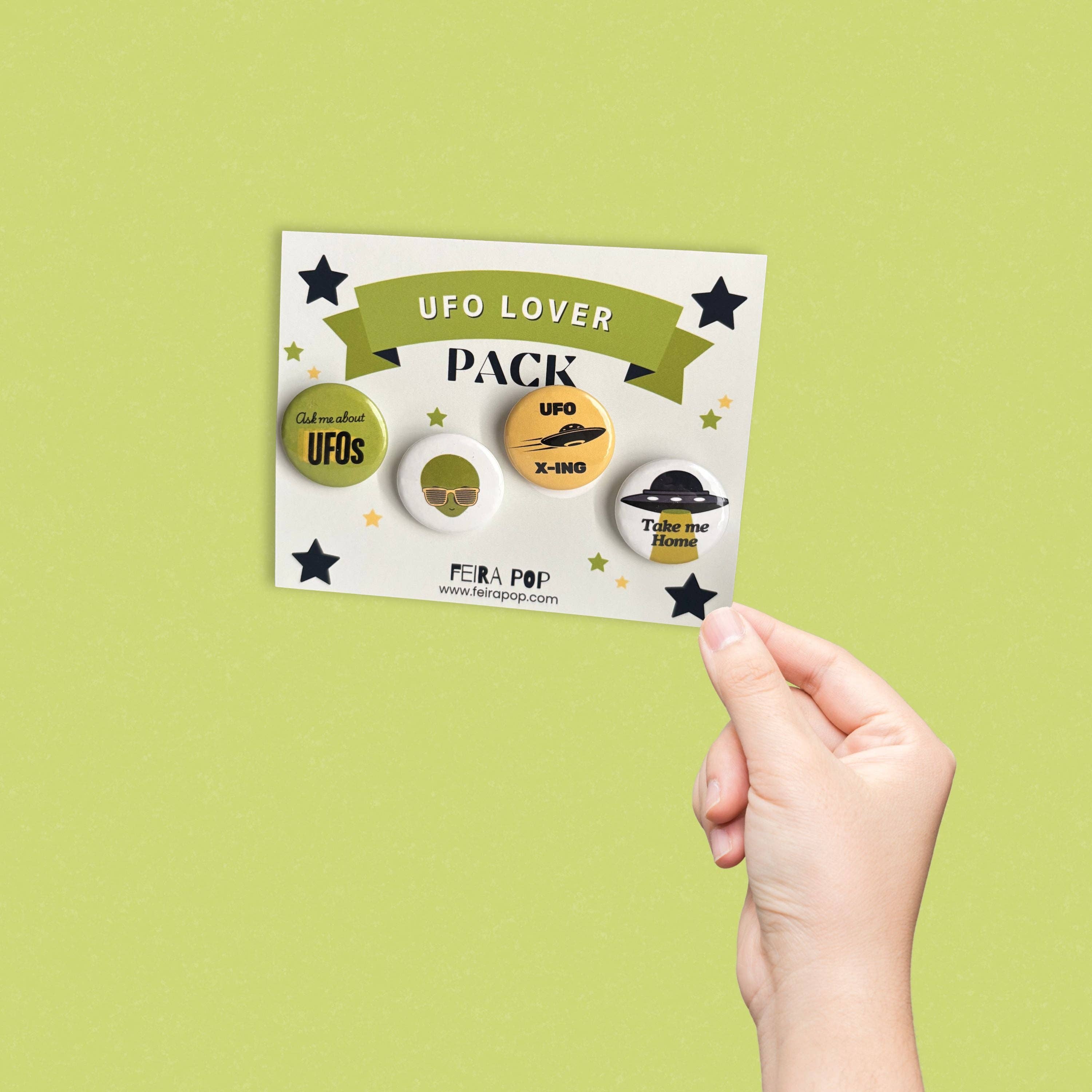 Feira Pop - Wholesale Lapel Pin/Button - UFO Lover Pin-Back Button Pack1