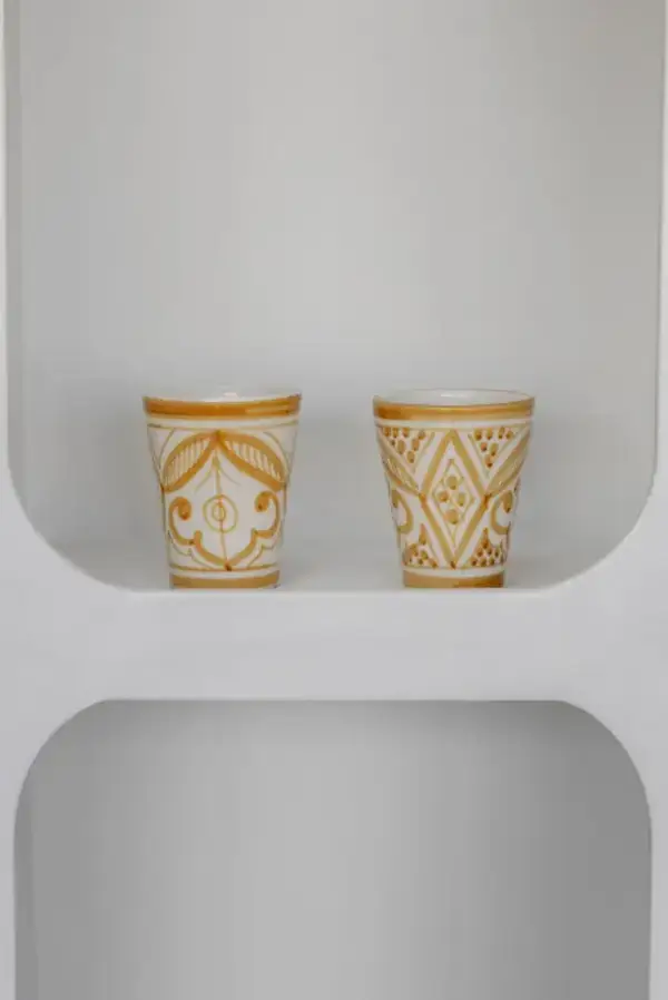 High crafty - Vente Tasse à café - Tasse en céramique peinte Moutarde – Tasse en poterie marocaine faite à la main0
