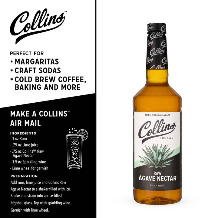 Collins - Wholesale Cocktail Mix/Syrup - Raw Agave Nectar 32 oz2