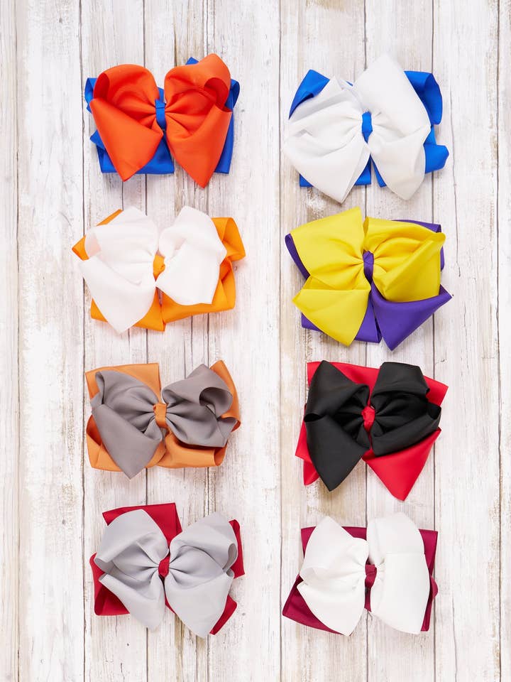 Collegiate Team Bow - 6.5 Inch for wholesale by Marie Nicole Clothing
