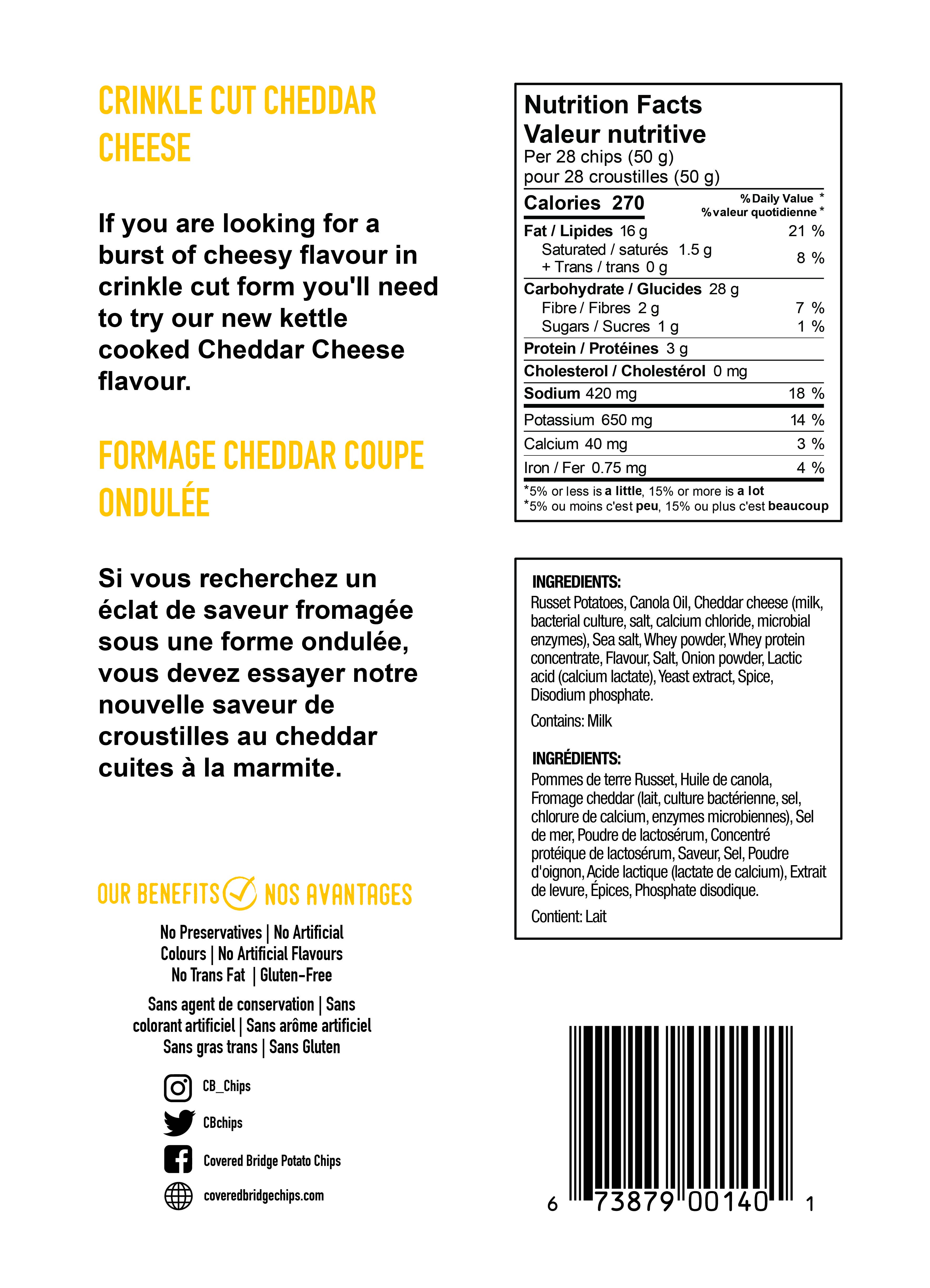Covered Bridge - Wholesale Chips - 170g Cheddar Crinkle Cut1