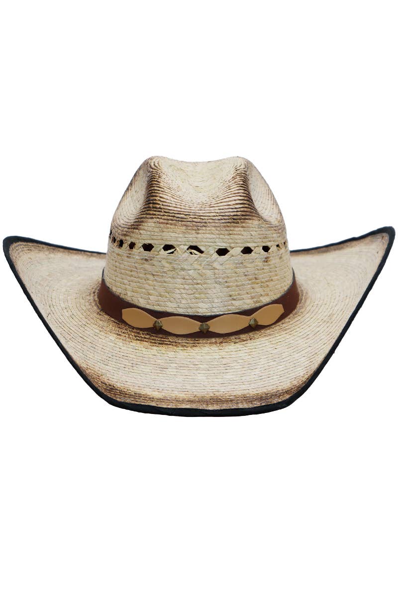 Cap Zone - Wholesale Cowboy Hat - Women's - Vented Vintage Burnt Cutter Palm Straw Cowboy Hat5
