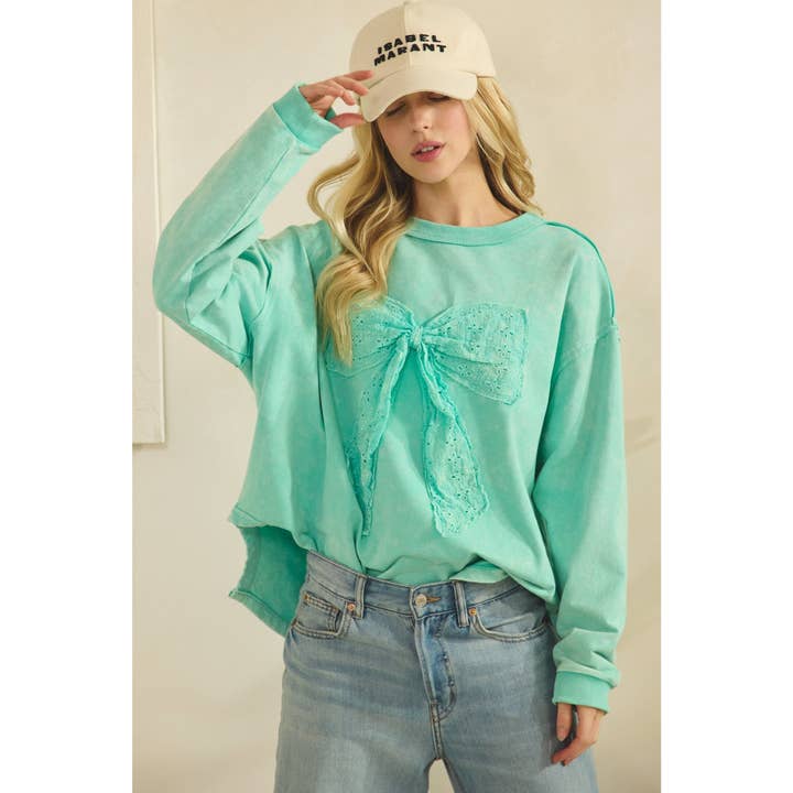 WHIMSY BOW SWEATSHIRT (ST7972) for wholesale by Sage + Fig