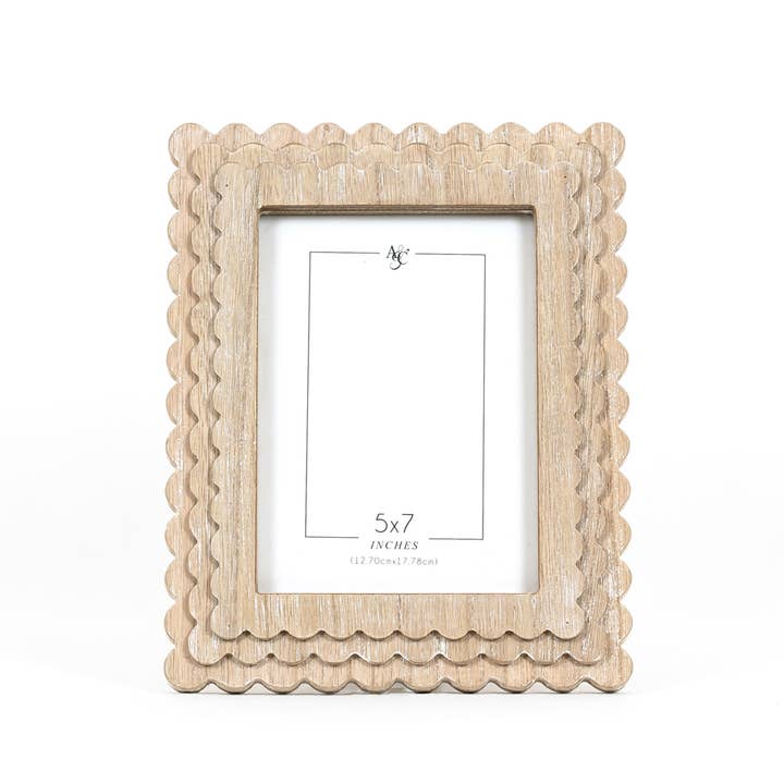 Adams & Co. - Wholesale Picture Frame - 11845 - 8x10x1 wood photo frame (SCALLOP) ntrl (5x7) pic