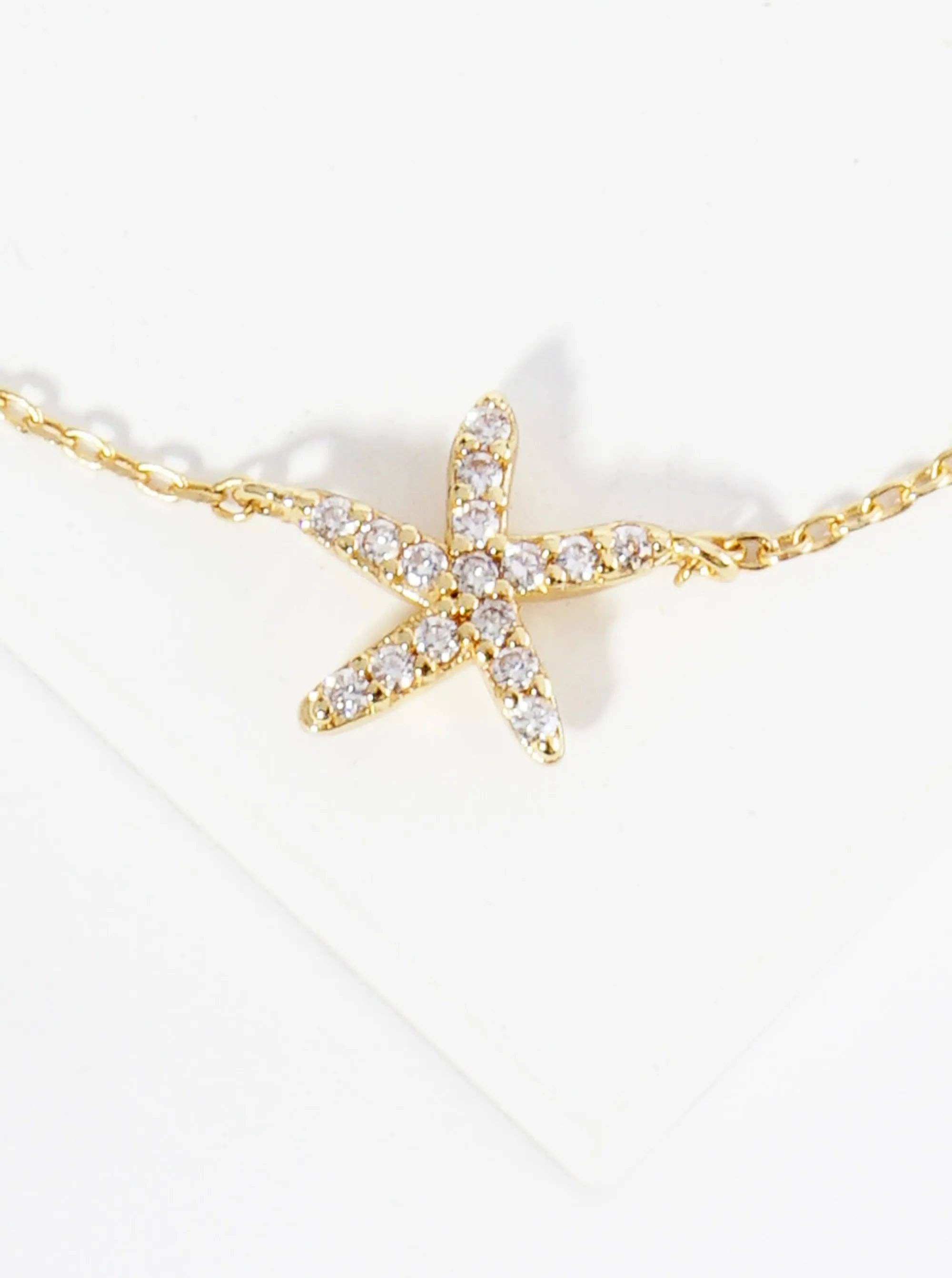 Wild Honey - Wholesale Anklet - 18K Gold Dipped Cubic Zirconia Starfish Brass Anklet2