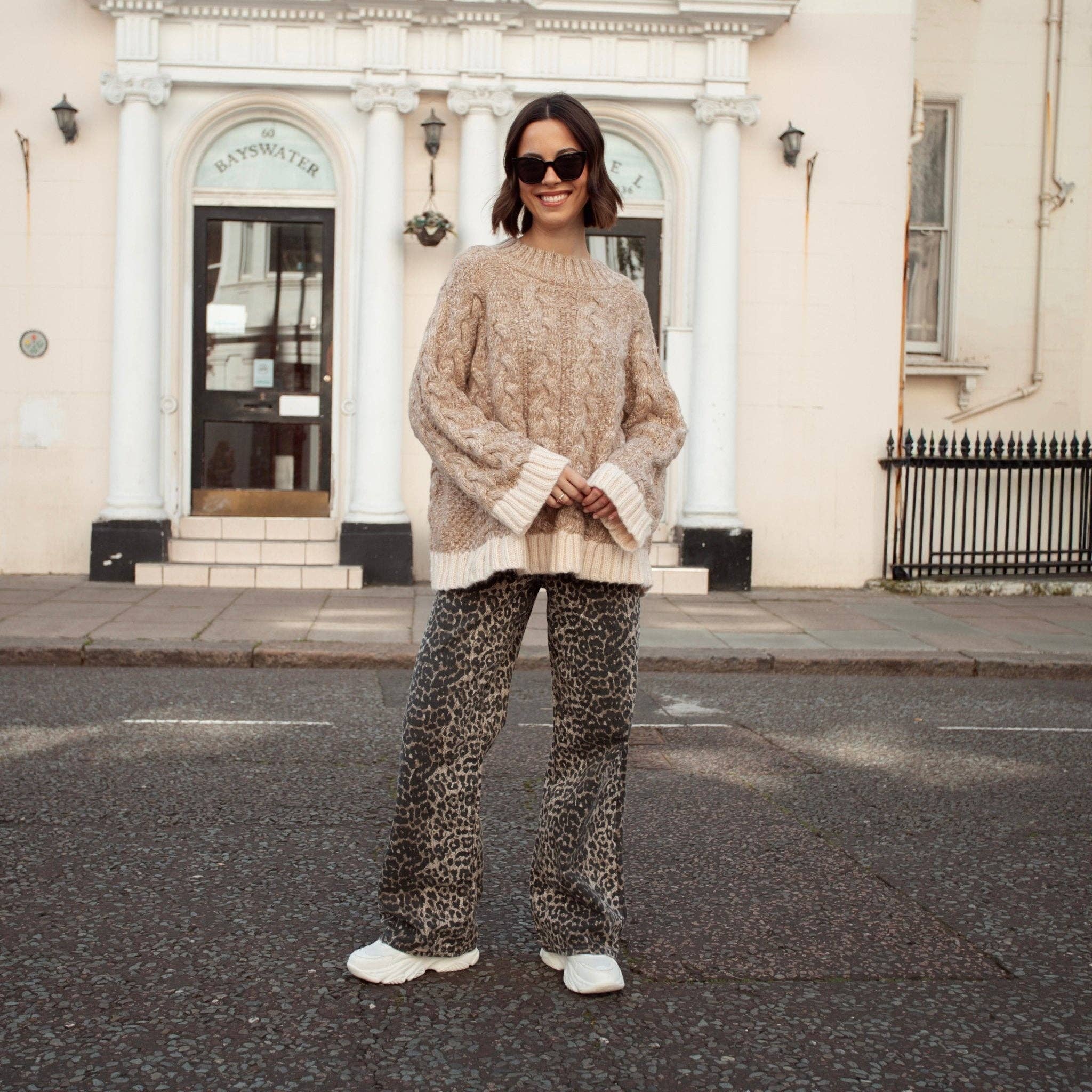 Cara & The Sky - Wholesale Knit Sweater - Women's - Jennie Cable High Neck Balloon Sleeve Jumper - Beige15