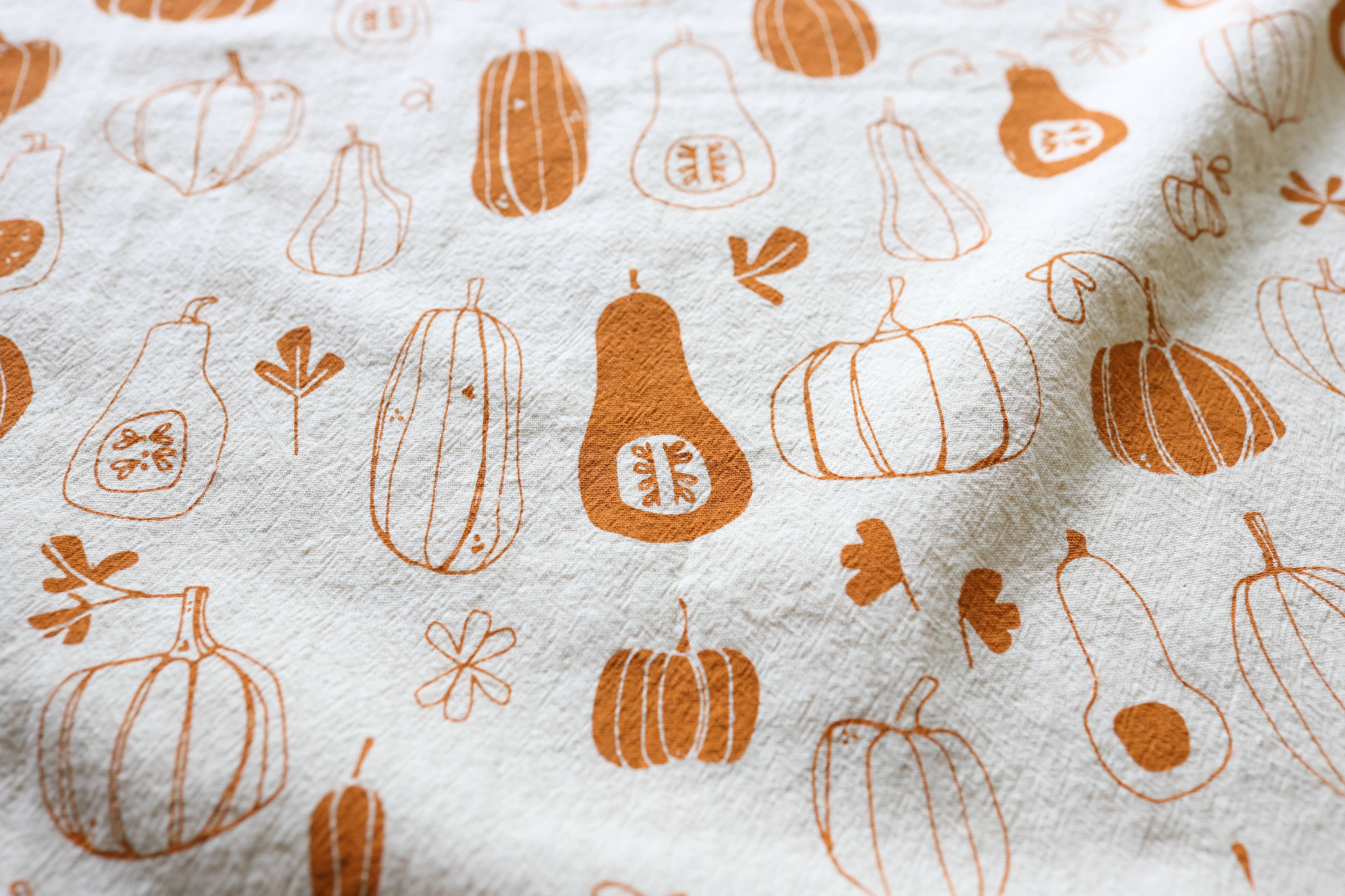 The High Fiber - Vendita all'ingrosso Strofinacci - Canovaccio stampato a mano con zucca e zucca invernale per l'autunno3