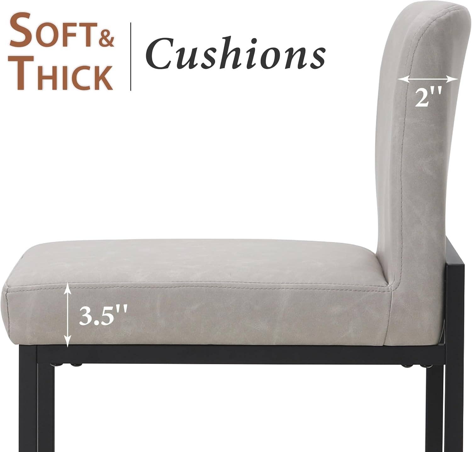 Light Grey Set Of 4 Counter Height Bar Stools PU Leather With Back for wholesale on Faire6