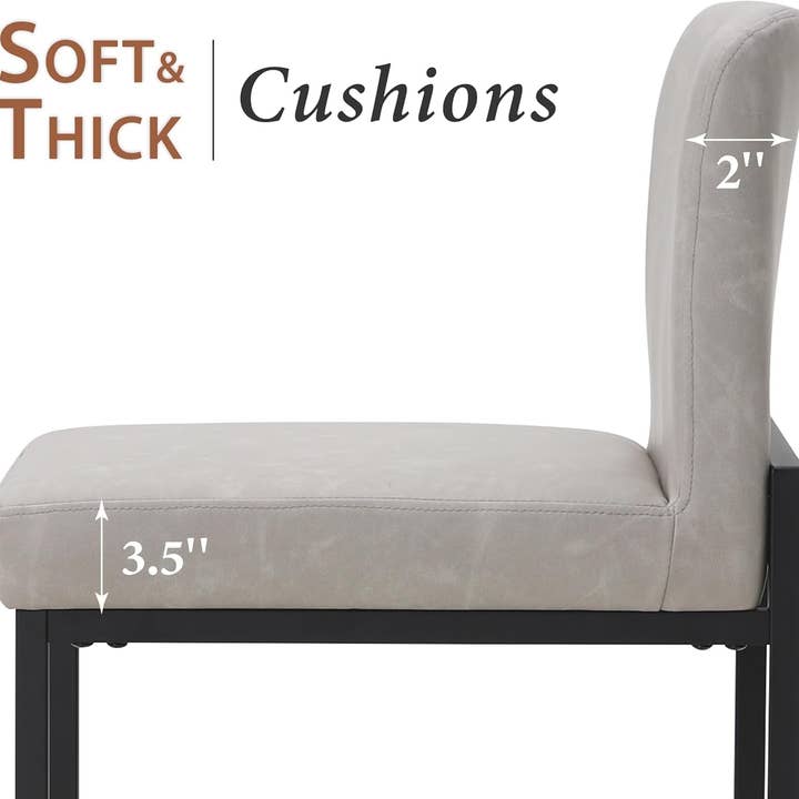 Light Grey Set Of 4 Counter Height Bar Stools PU Leather With Back for wholesale on Faire6