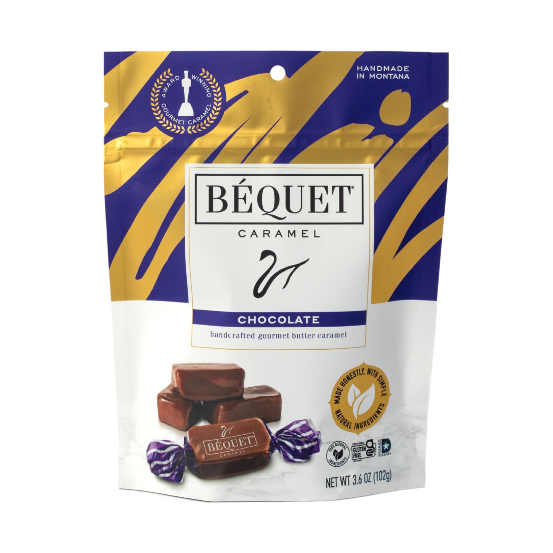 Béquet Confections - Wholesale Caramel - Béquet Gourmet Caramel 3.6 oz Pouch10
