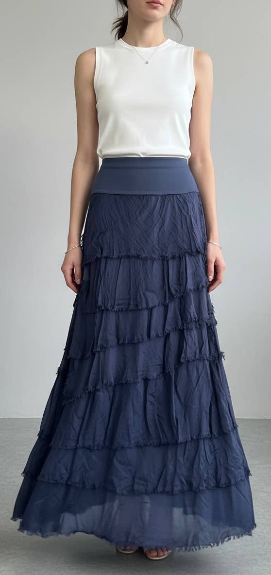 Karamel Collection - Vente Jupe – femme - Jupe en soie à volants  
Aucun tarif ne sera ajouté10