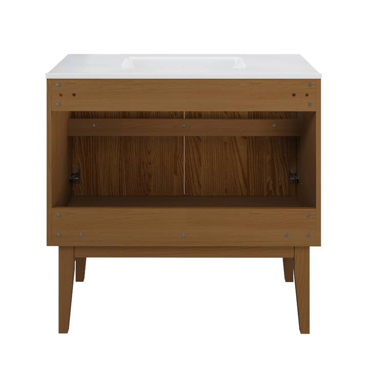 Swiss Madison - Wholesale Cabinet - Bosse Freestanding Bathroom Vanity Brown Oak with Sink Top8