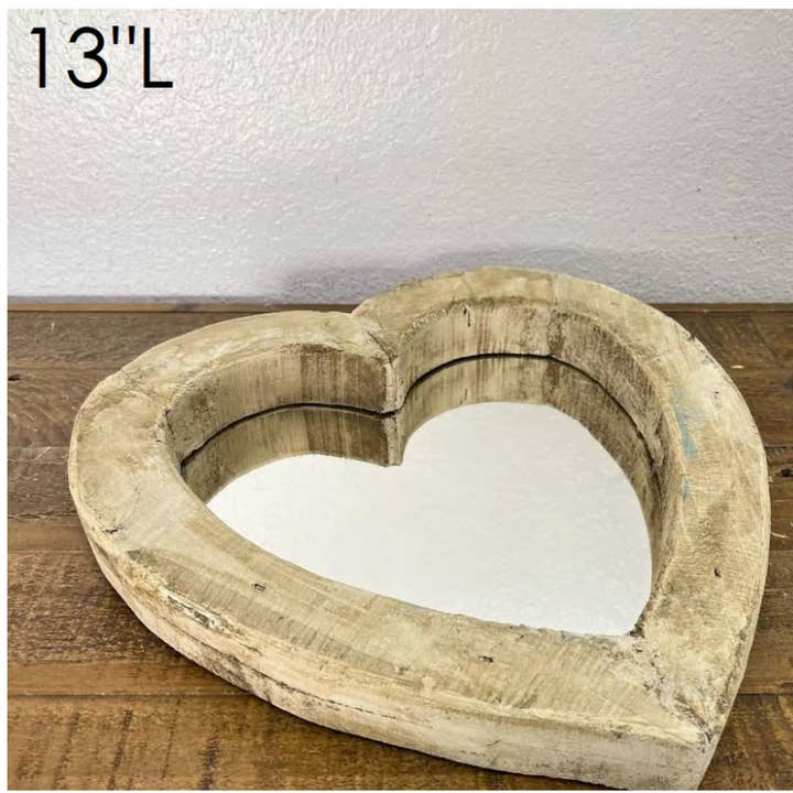 Rustic Farm - Wholesale Wall Mirror - White Heart Wood Frame with Glass Mirror0