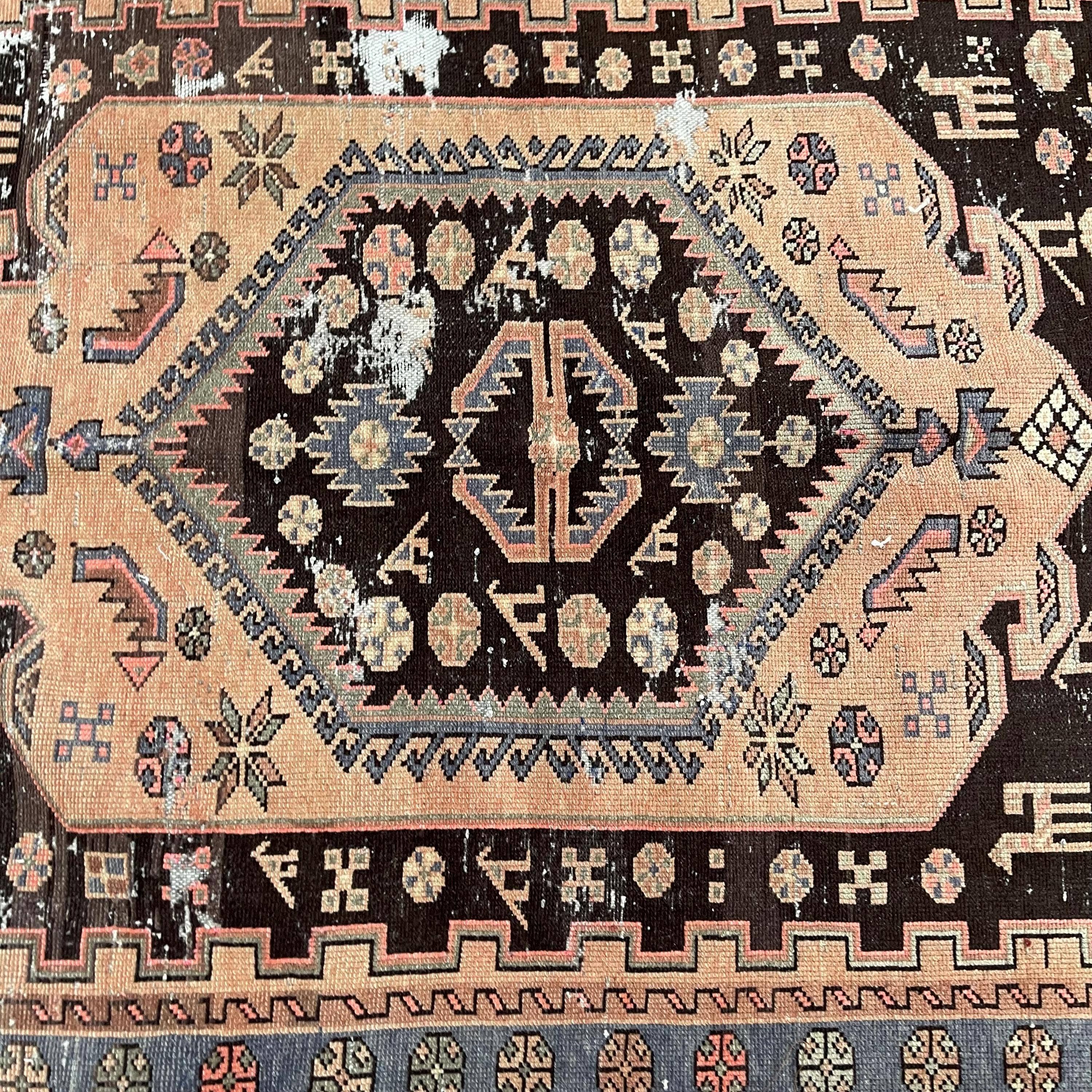 The Loom Wholesale - Wholesale Area Rug - Turkish Rug, Brown Aztec, Vintage Wool, 6.5x3.7 ft, SCR-19543