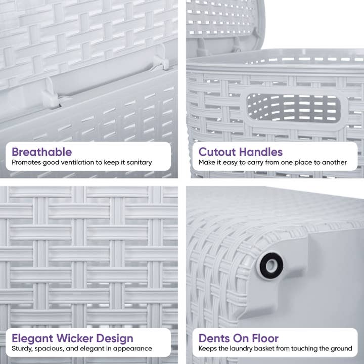 Superio Brand - Wholesale Laundry Hamper - Wicker Design Laundry Hamper, 60 Liter Tall Laundry Hamper17