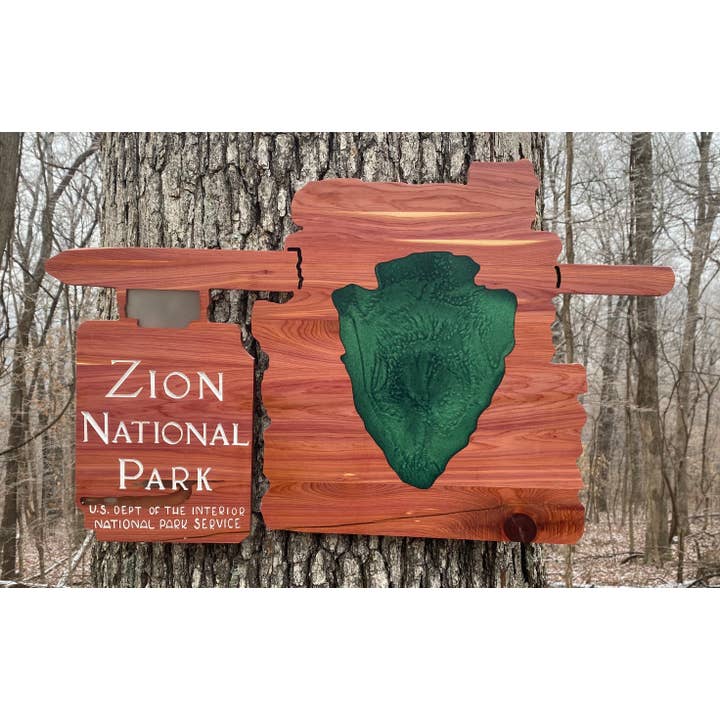 Decorazione da parete del parco nazionale di Zion, Utah UT Kenab, ingresso sospeso per la vendita all'ingrosso da parte di TinyWoodenSigns