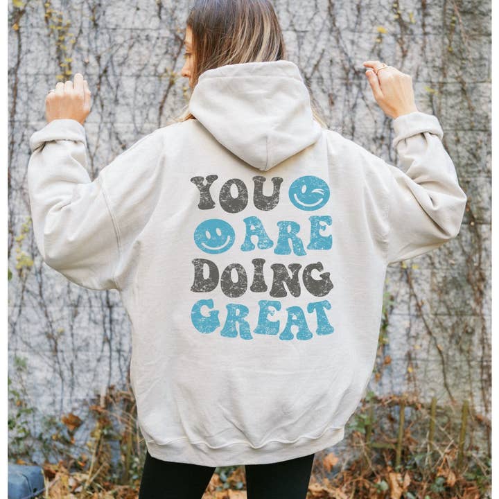 Felpa con cappuccio in pile unisex con grafica YOU ARE DOING GOOD per la vendita all'ingrosso da parte di Shamaim