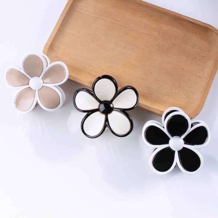 NINEXIS - Wholesale Hair Clip - Women's - CWAHA1309_ELEGANT FIVE PETAL FLOWERS HAIR CLAW CLIP