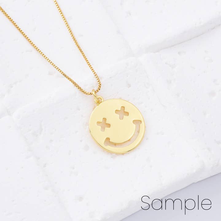 Gold Filled Happy Face Charm, Emoji Pendant, CP1277 for wholesale by Beads Creation