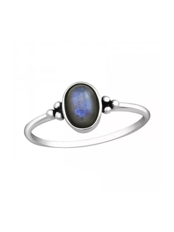 Anello ovale in argento sterling con labradorite - SS per la vendita all'ingrosso da parte di Zoey Simmons