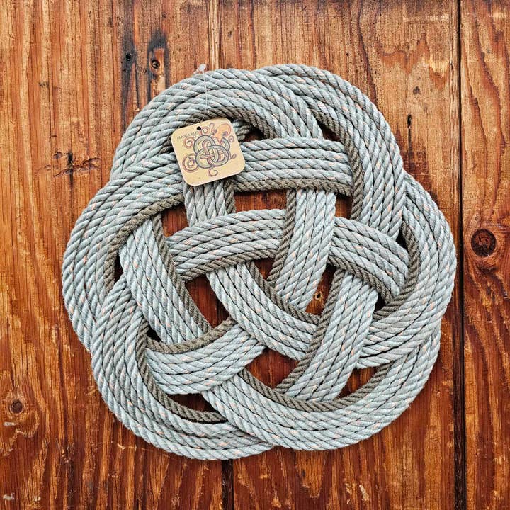 Large Kitchen Trivet Celtic Knot Recycled Fishing Rope for wholesale by Alaska Rug Company