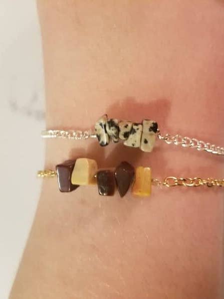 Pulseras de cadena de jaspe, jaspe dálmata, jaspe mookaita para venta al por mayor de Sapphire Creations