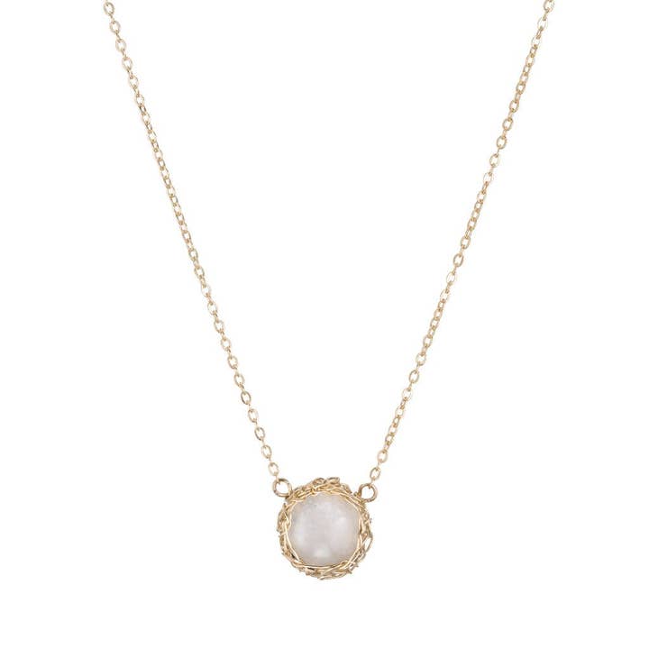 New Moon Necklace Moonstone In Gold for wholesale by Arivka Jewelry