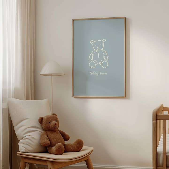 Teddy Bear (Sky Blue) Art Print for wholesale by Paperly Creative Co