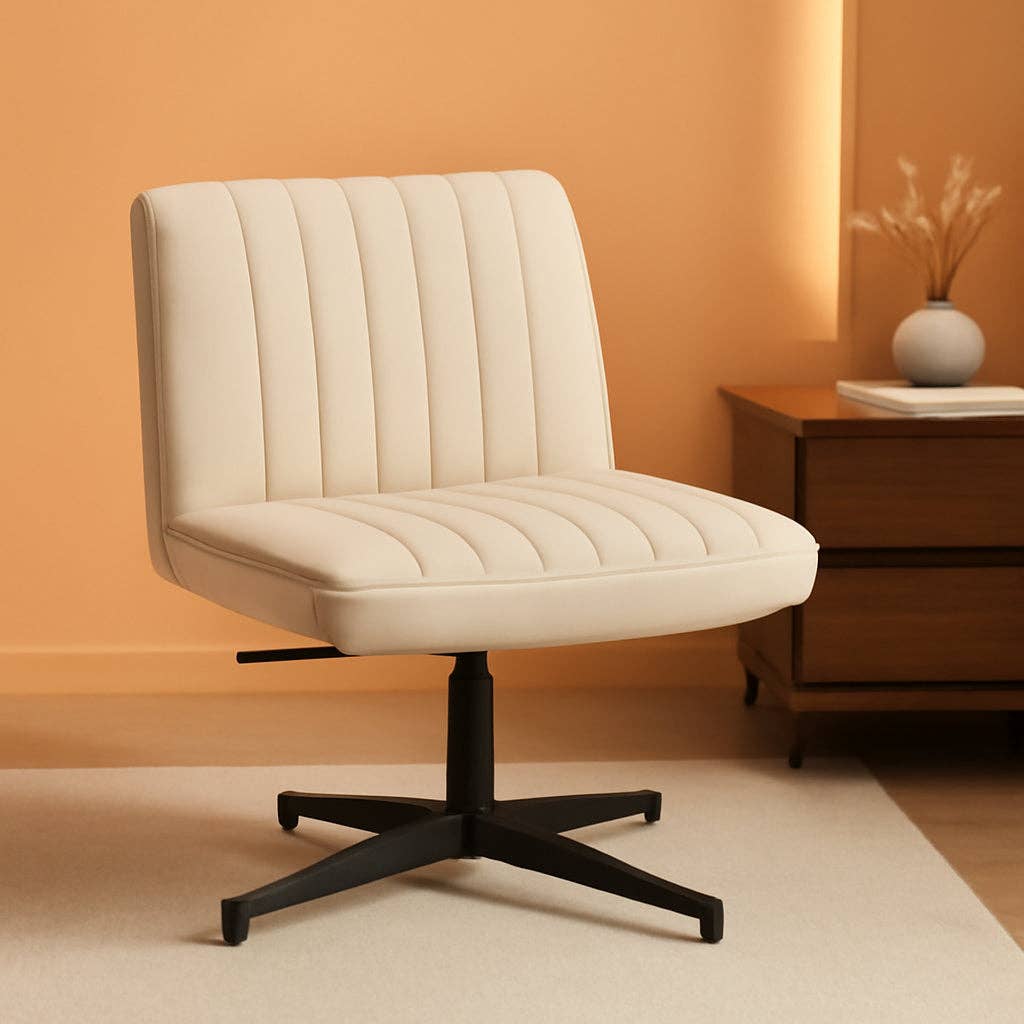 Criss Cross Armless Office Chair Beige Height Adjustable for wholesale on Faire0