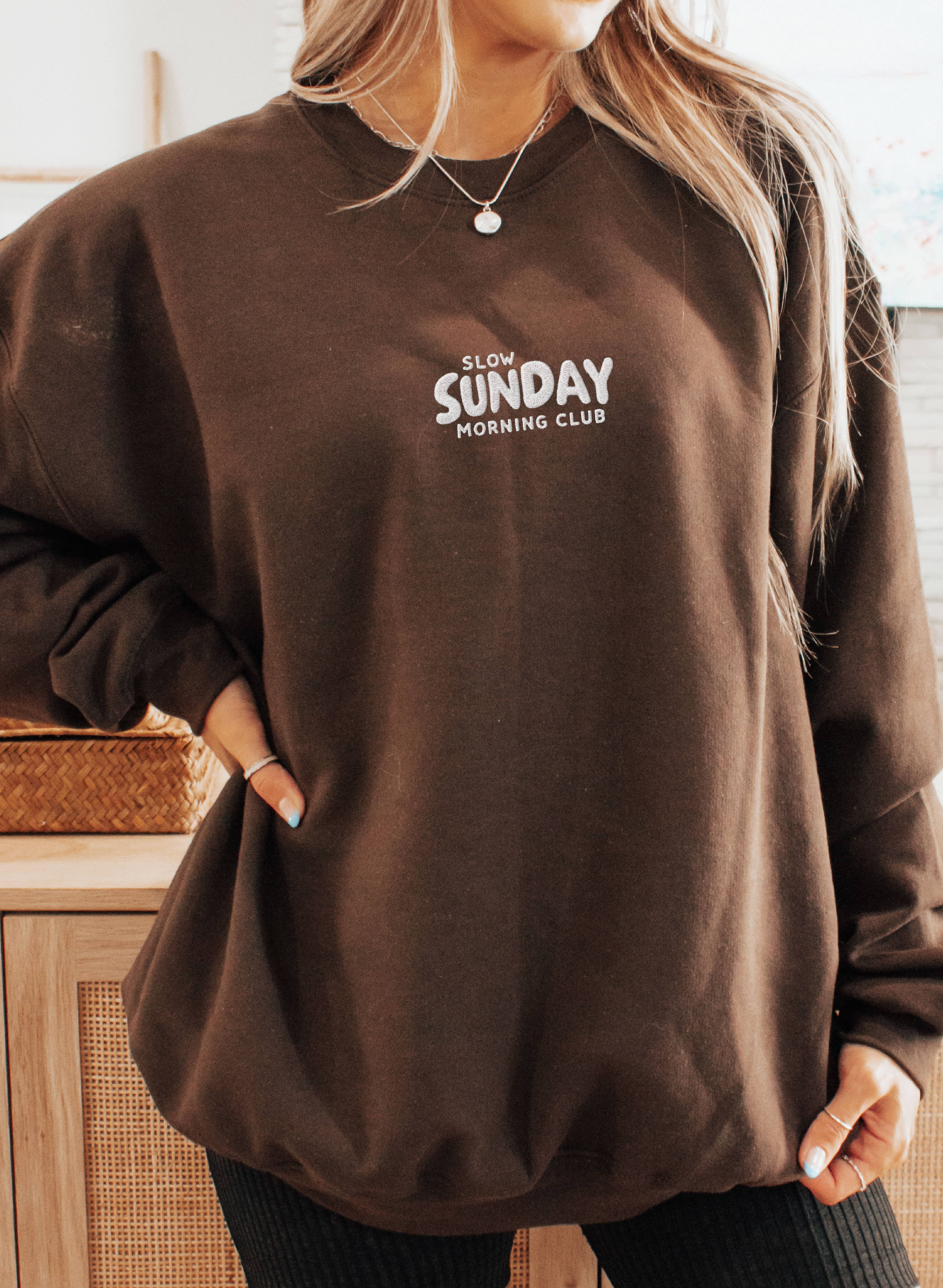 P E T I T R U E - Wholesale Sweatshirt - Women's - Slow Sunday Minimalist Embroidered Sweatshirt 3