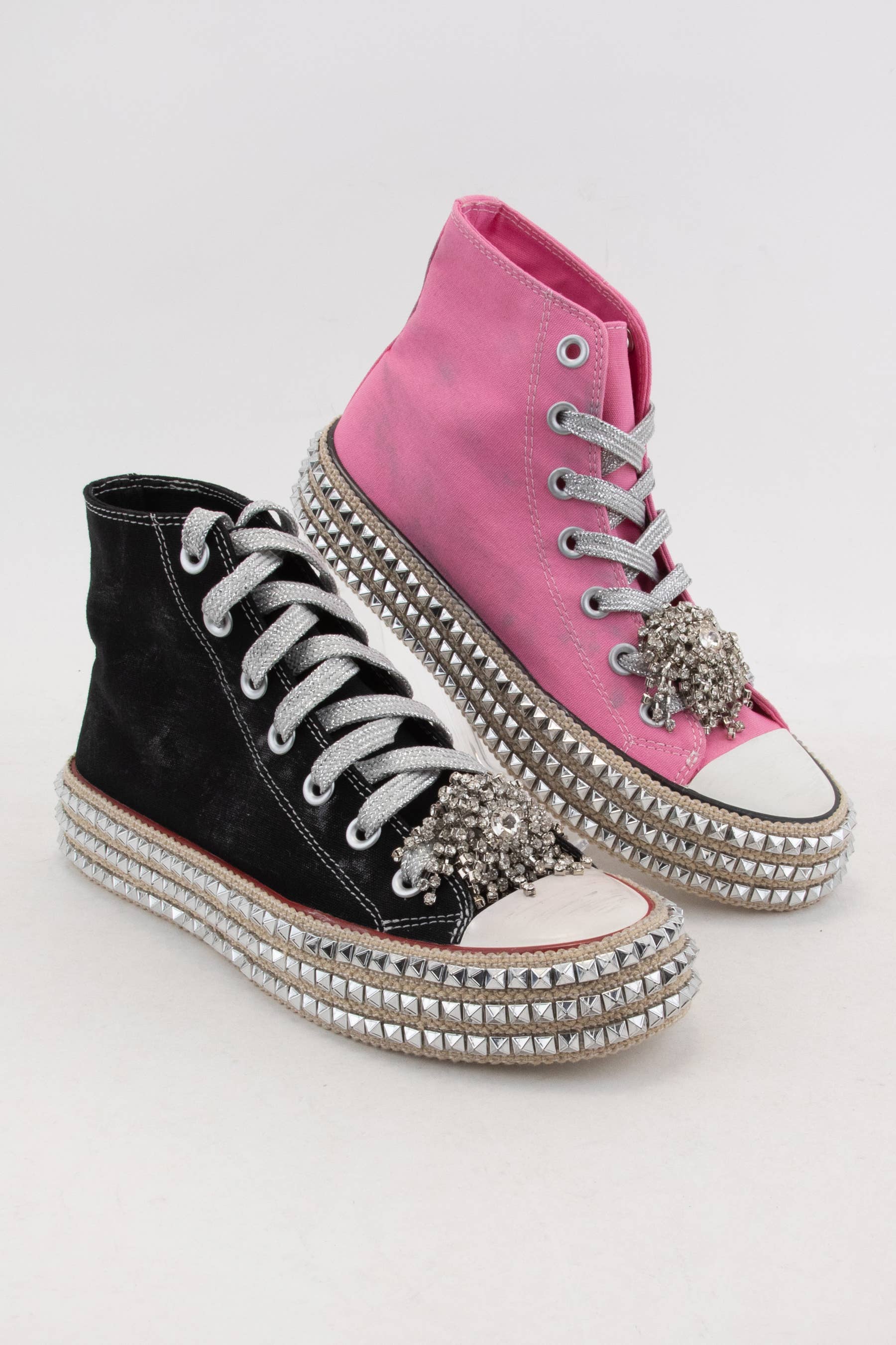 CCOCCI - Wholesale Lifestyle Sneakers - Women's - ASH-01 BEDAZZELED DECOR ROCKSTUD PLATFORM HIGH TOP SNEAKERS18