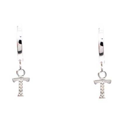 ST CZ SILVER HUGGIE LETTER 'T' ER for wholesale by Fabienne