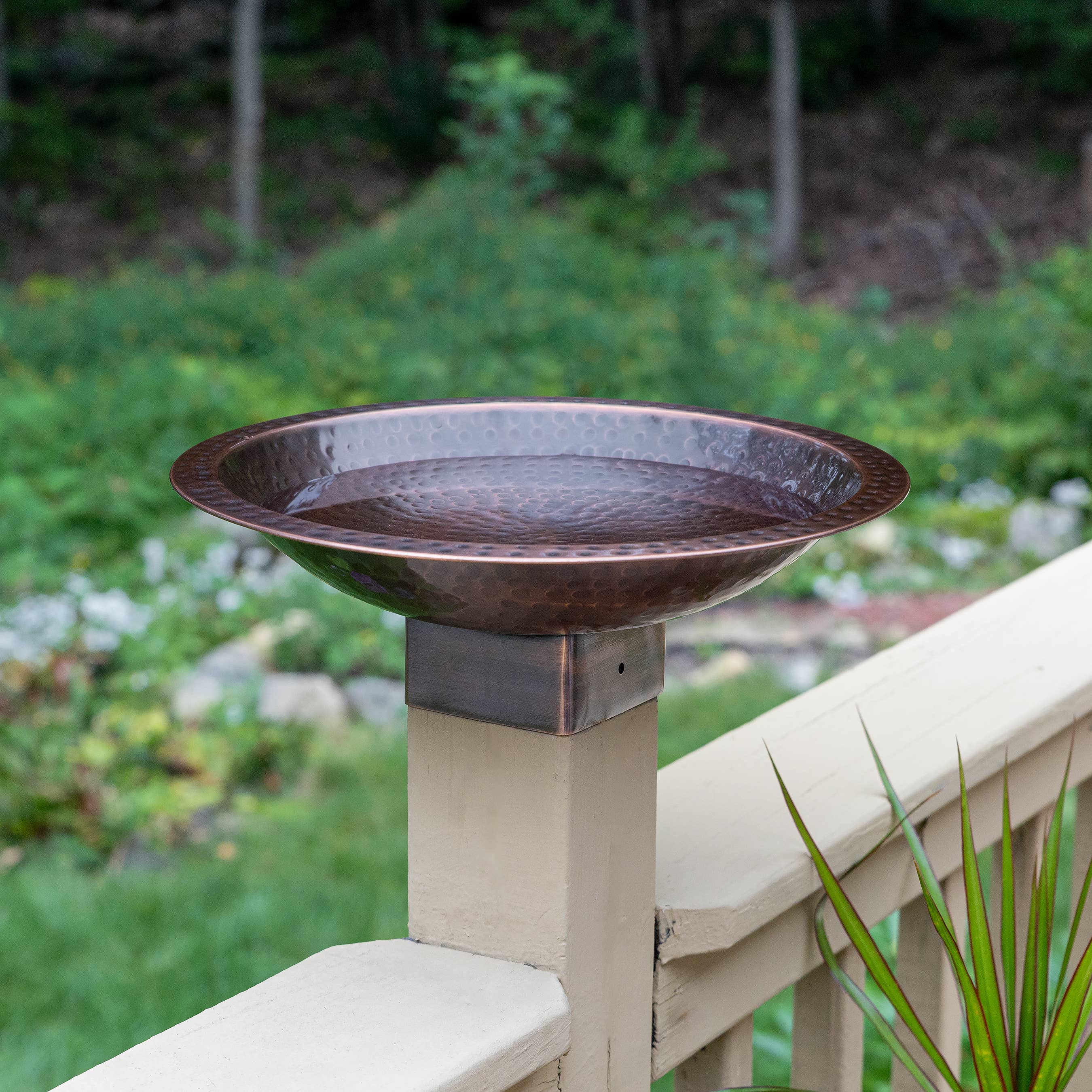 14" Hammered Copper Birdbath for 4x4 Post for wholesale on Faire2