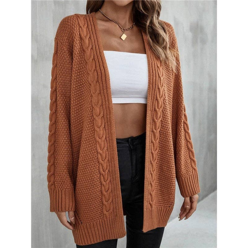 Mirazshoes WholeSale – Großhandel Strickjacke – Damen – Lässiger Lockerer Strick-Cardigan mit langen Ärmeln als Oberbekleidung1