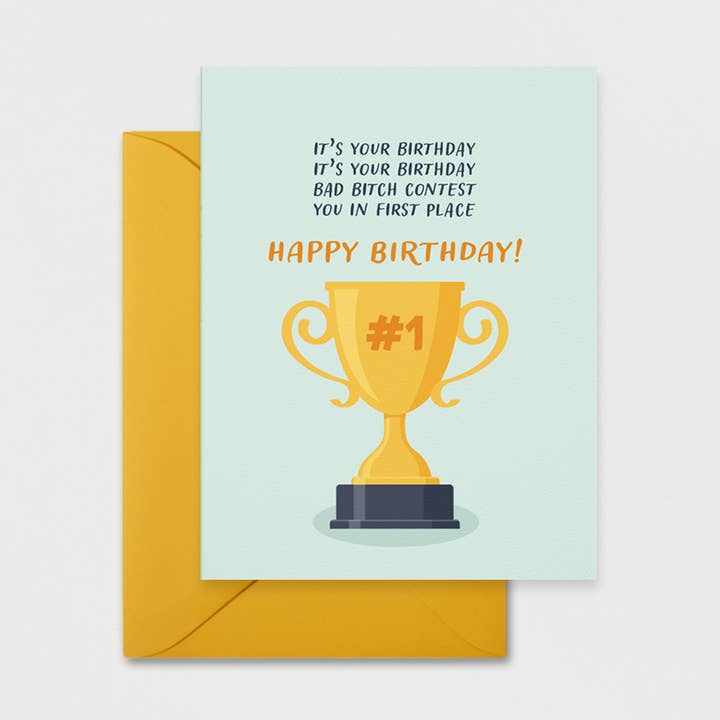 Carte d'anniversaire « First Place » pour la vente par Pink Flamingo Party Co.