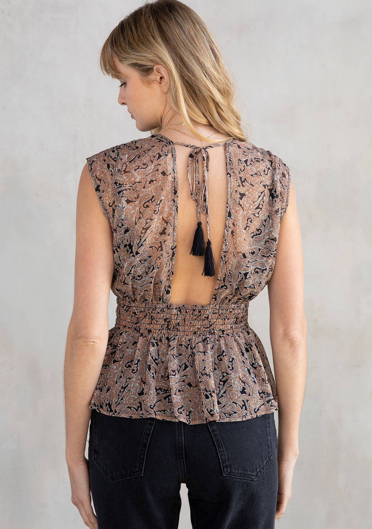 Lovestitch - Vente Chemisier – femme - Blouse péplum transparente à imprimé cachemire14