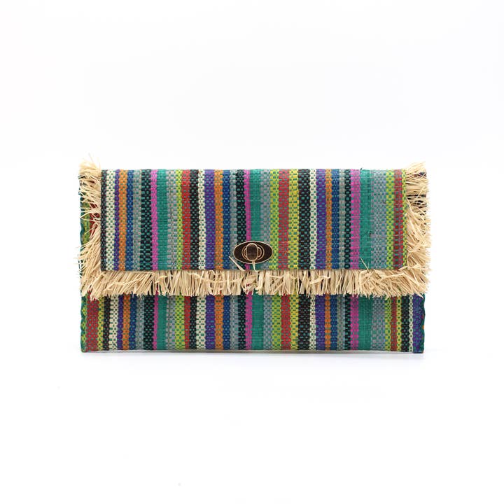 Shebobo - Vente Pochette – femme - Pochette Sophie en paille avec bordure à franges brutes4