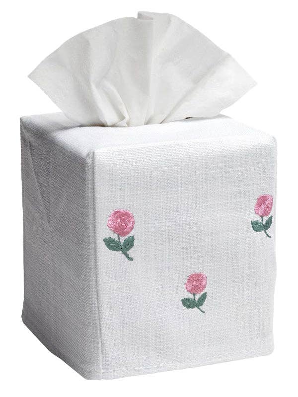 Tissue Box Cover, Rosebuds (Pink) for wholesale by Jacaranda Living