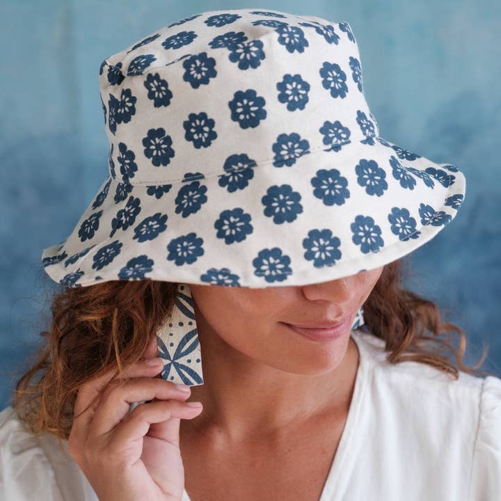 Rise Beyond the Reef - Wholesale Bucket Hat - Women's - Handprinted Canvas Bucket Hat0
