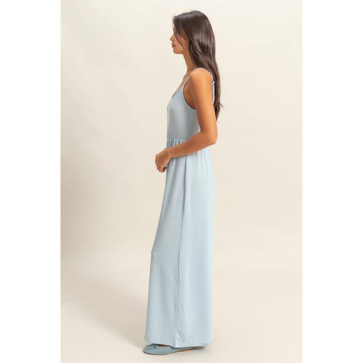 HYFVE - Wholesale Jumpsuit - Women's - DZ25A984-Scoop Neck Sleeveless Wide Leg Jumpsuit