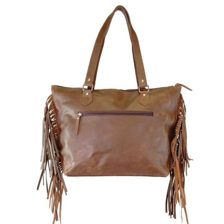 Rodeo - Wholesale Tote Bag - Women's - Hair on genius leather cowhide tote bag with fringes2