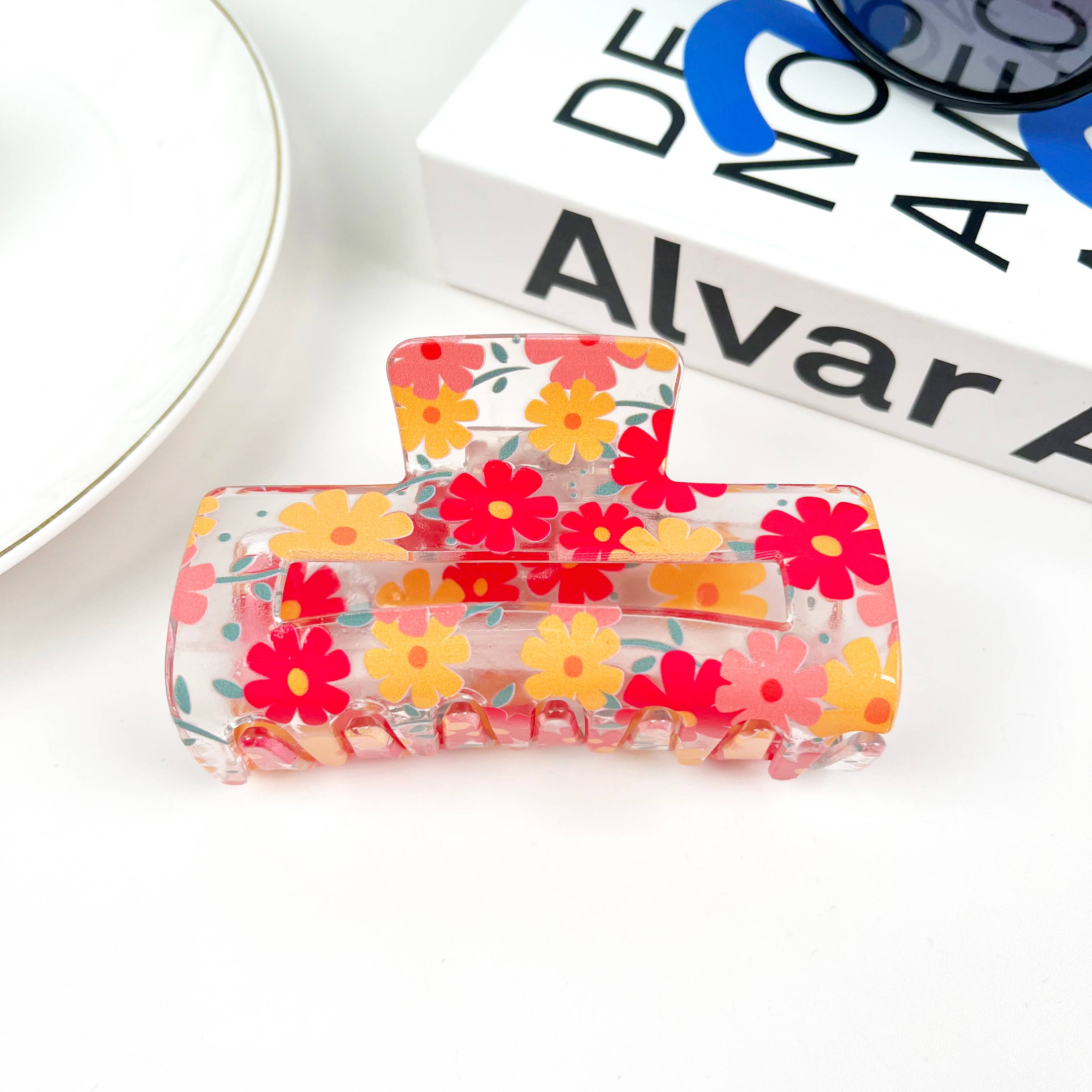 SoapElenGlen - Vente Pince à cheveux – femme - Pince à cheveux Flower Claw Clip, tournesol et cerisier6